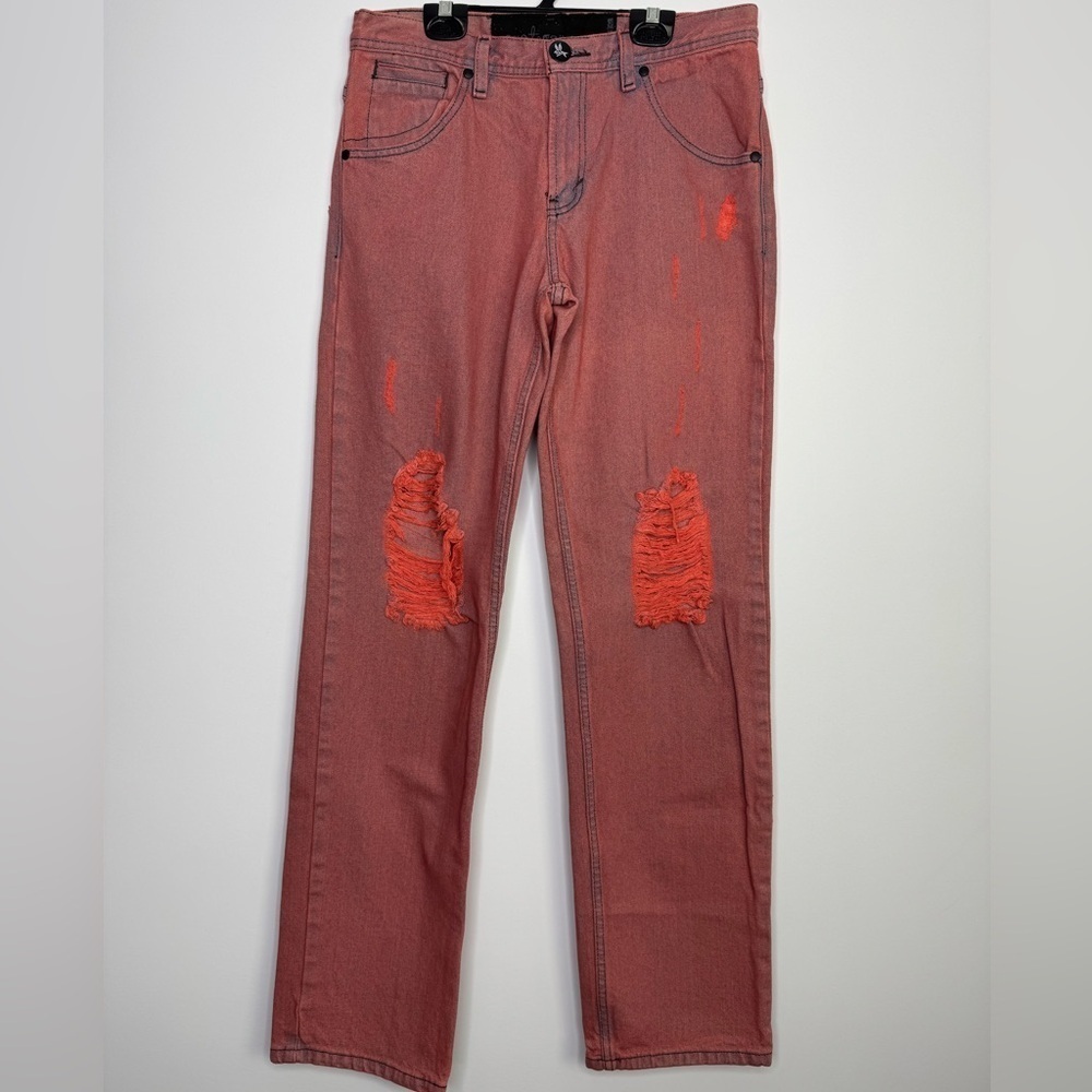 One Teaspoon distressed cheeky pink high waisted jeans